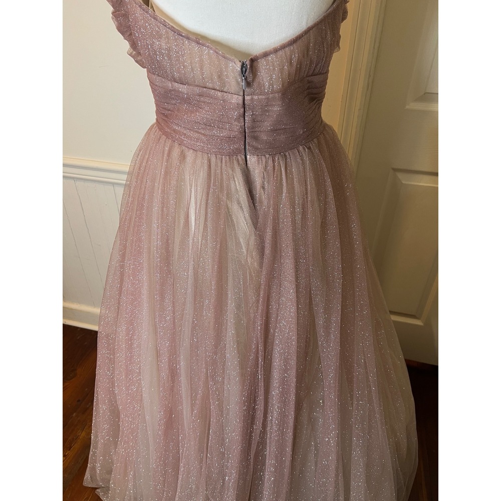 Mac Duggal 20376 Mauve Rose Glitter Tulle Halter Neck Gown Formal Prom Dress NEW - Picture 6 of 13